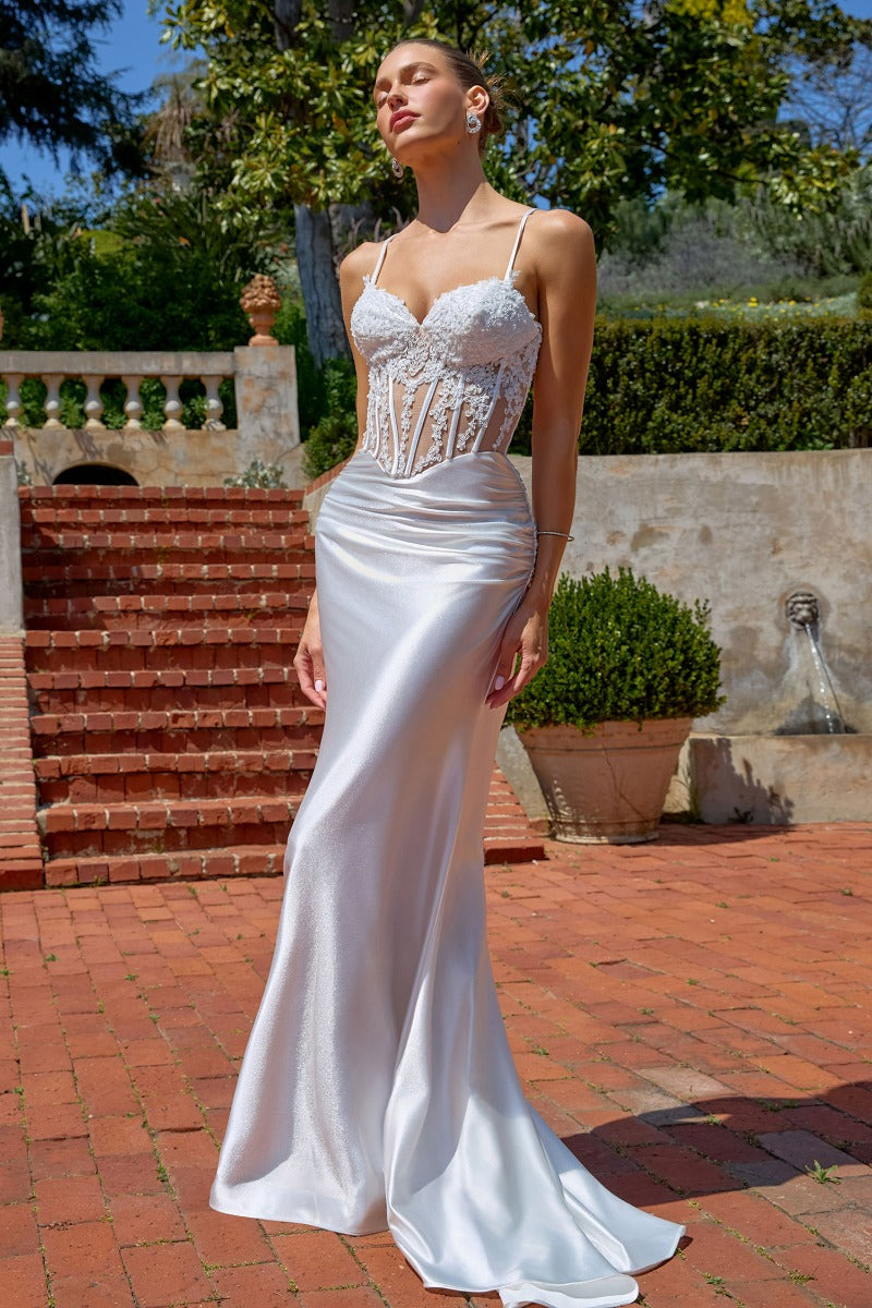 Luminous Embellished Corset Mermaid Wedding Gown - Stretch Satin