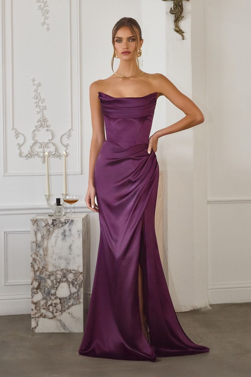 Stretch Satin Neckline Removable Straps