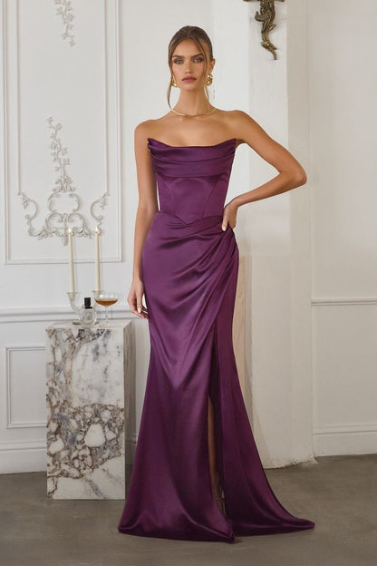 Stretch Satin Neckline Removable Straps