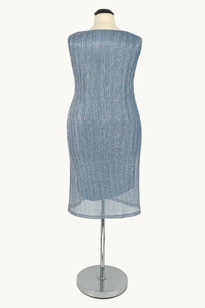 Plus Size Sequin Sheath Dress with Chiffon Overlay Jacket