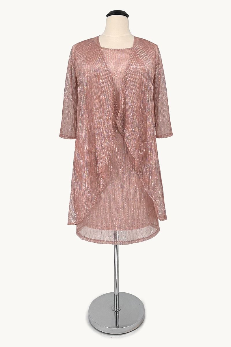 Plus Size Sequin Sheath Dress with Chiffon Overlay Jacket