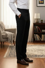 "Washington" Black Stretch Blend Tuxedo Pants