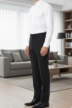 "Washington" Black Stretch Blend Tuxedo Pants