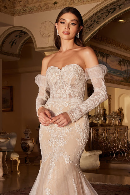 Lace Mermaid Bridal Gown With Removable Sleeves