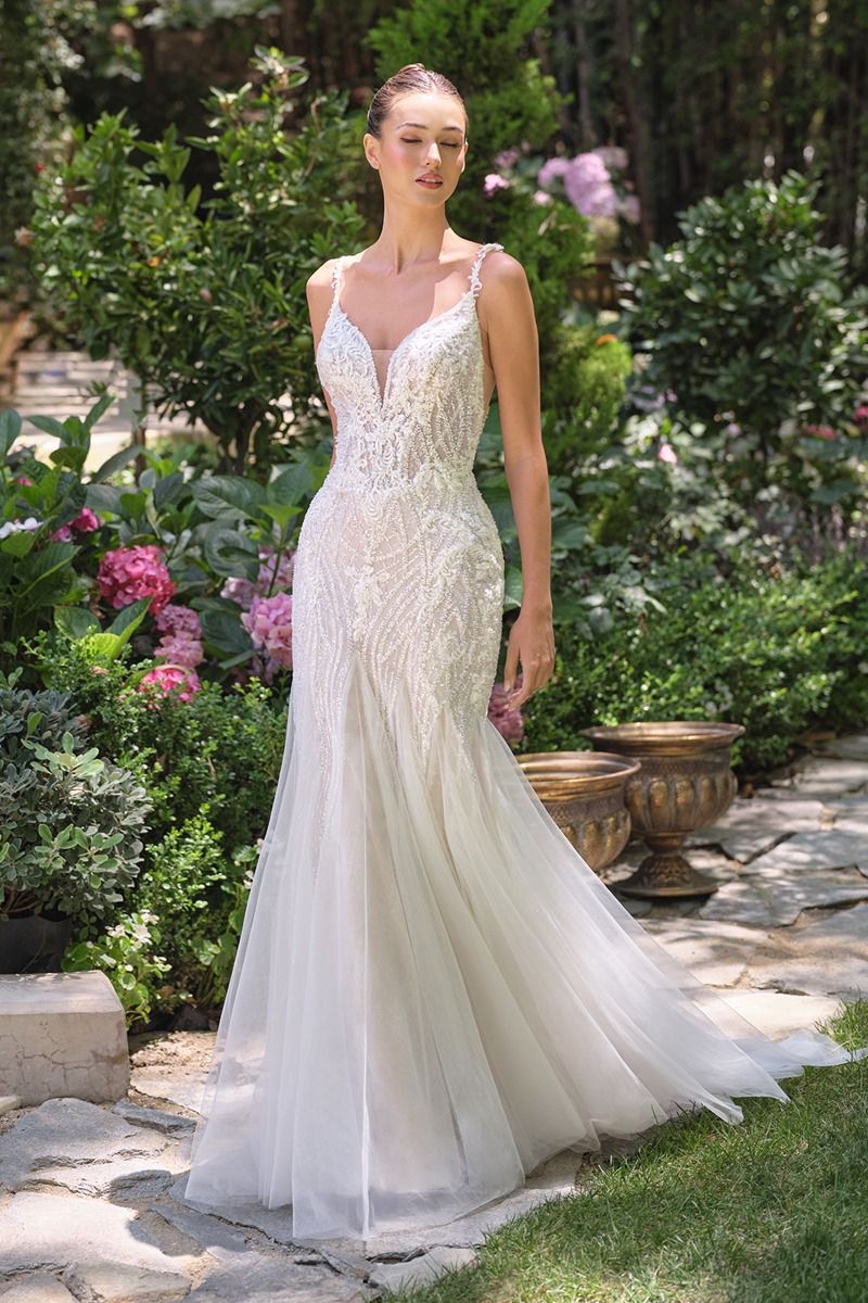 Embroidered Tulle Lace Wedding Gown