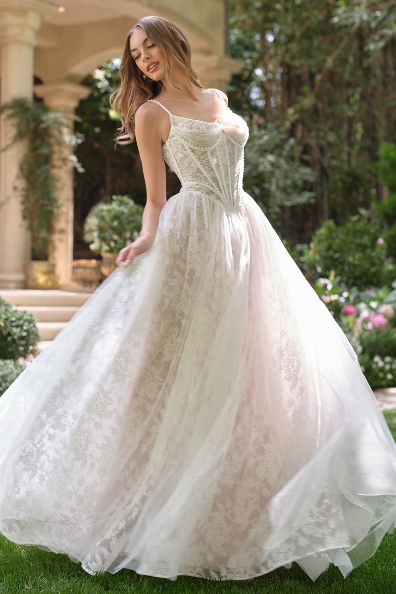 Tulle And Floral Strapless Wedding Ball Gown