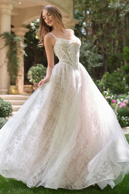 Tulle And Floral Strapless Wedding Ball Gown