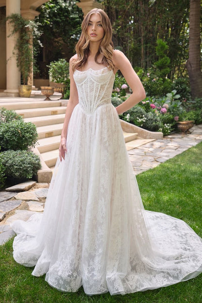 Tulle And Floral Strapless Wedding Ball Gown