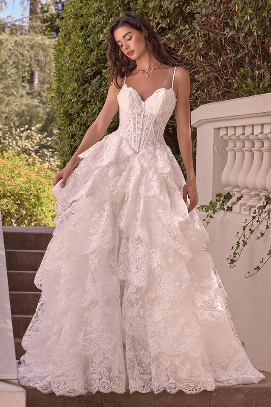 Layered Scallop Lace Ball Gown