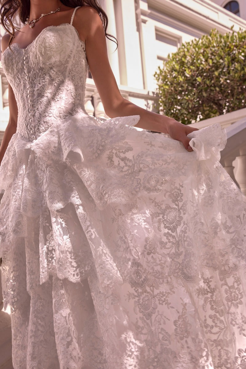 Layered Scallop Lace Ball Gown