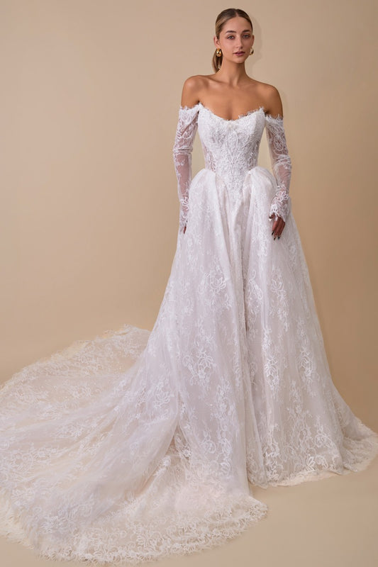 Lace Wedding Ball Gown With Long Sleeves