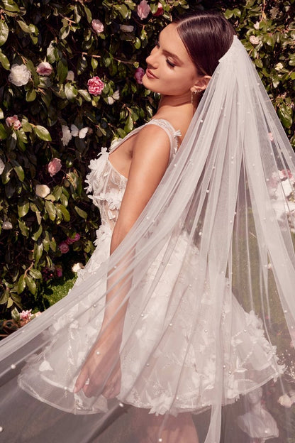 Wedding Mini With Beaded Floral Applique