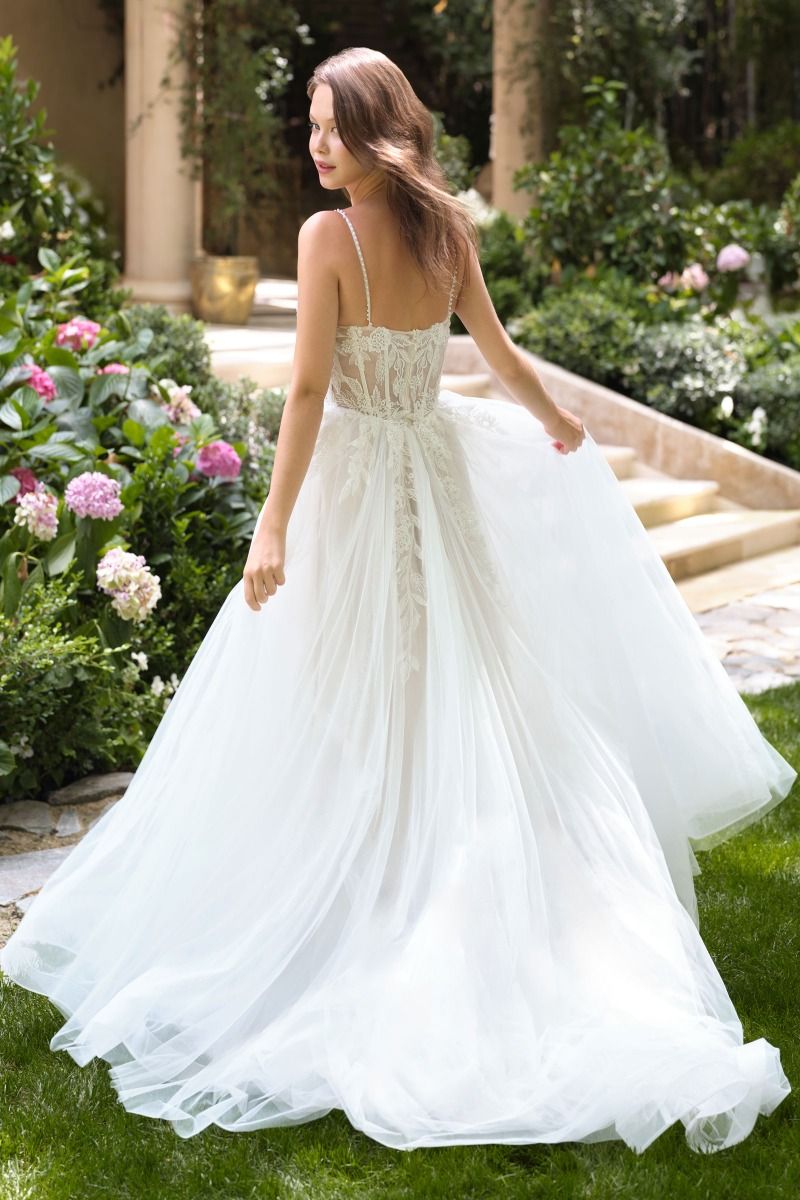 A-Line Wedding Gown A Sheer Corset Bodice With Lace Appliqu And Beaded Spaghetti Straps 18 / Off White A-Line Wedding Gown A Sheer Corset Bodice With Lace Appliqu And Beaded Spaghetti Straps 18 / Off White