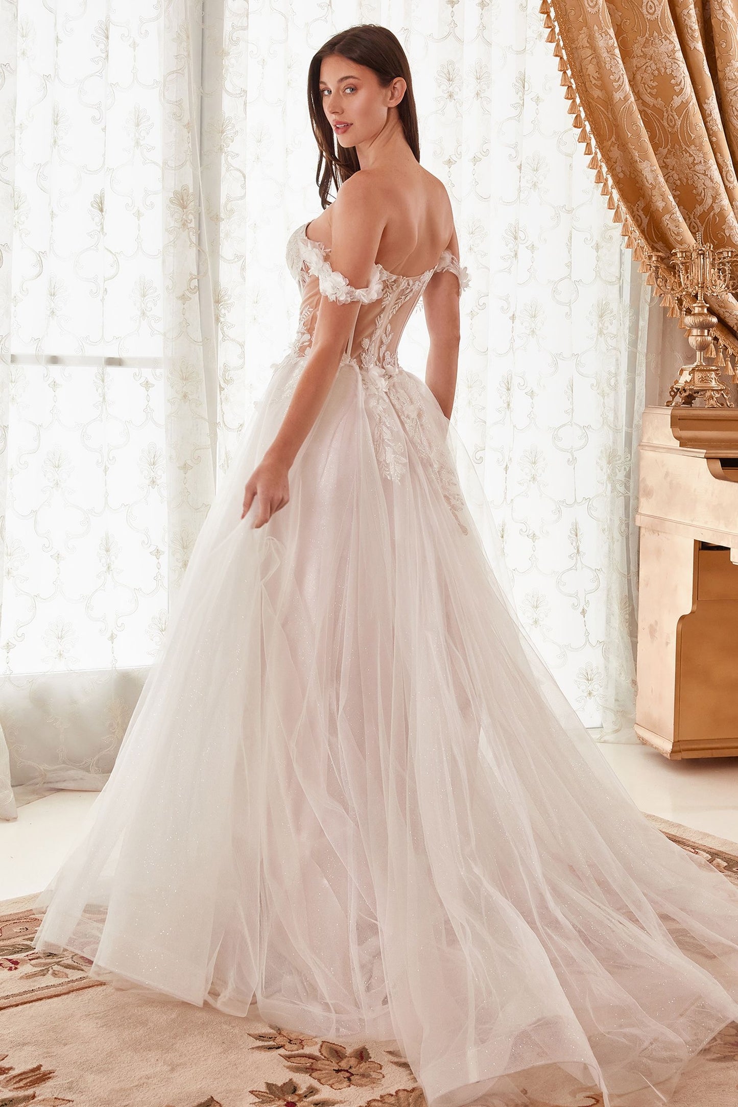 Off The Shoulder Floral A-Line Bridal Gown