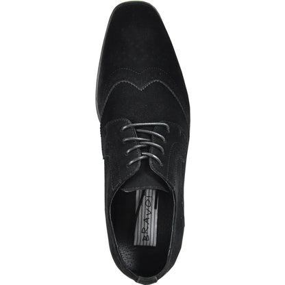 BRAVO Men Dress Shoe KING-3 Wingtip Oxford Shoe Black