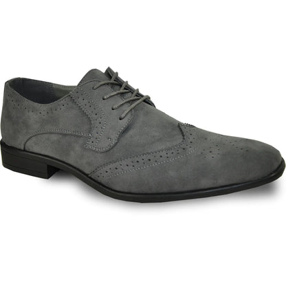 BRAVO Men Dress Shoe KING-3 Wingtip Oxford Shoe Grey