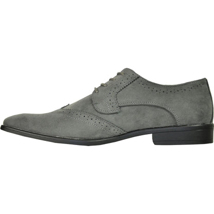 BRAVO Men Dress Shoe KING-3 Wingtip Oxford Shoe Grey