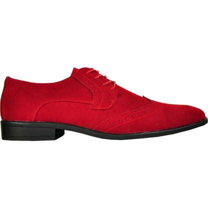 BRAVO Men Dress Shoe KING-3 Wingtip Oxford Shoe Red