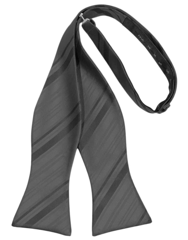 Striped Satin Bow Tie Self Tie