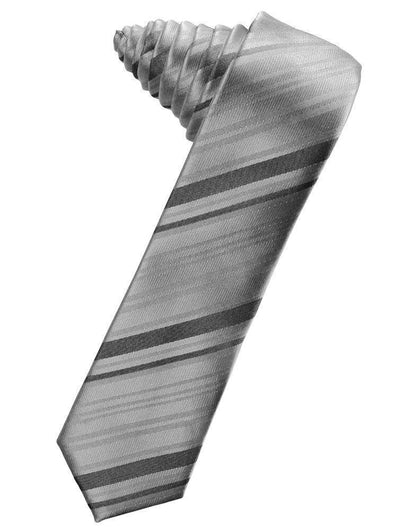 Striped Satin Skinny Necktie Self Tie