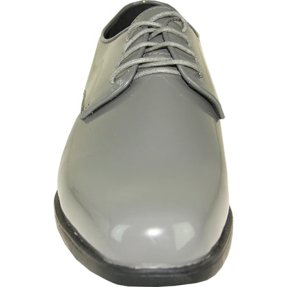 VANGELO Men Dress Shoe TUX-1 Oxford Formal Tuxedo for Prom & Wedding Grey Patent