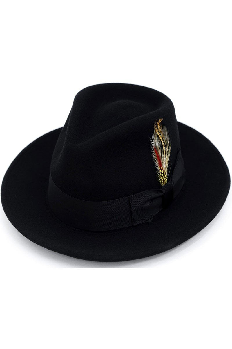 Black Premium Wood Fedora Hat - Black / S - Sombrero 