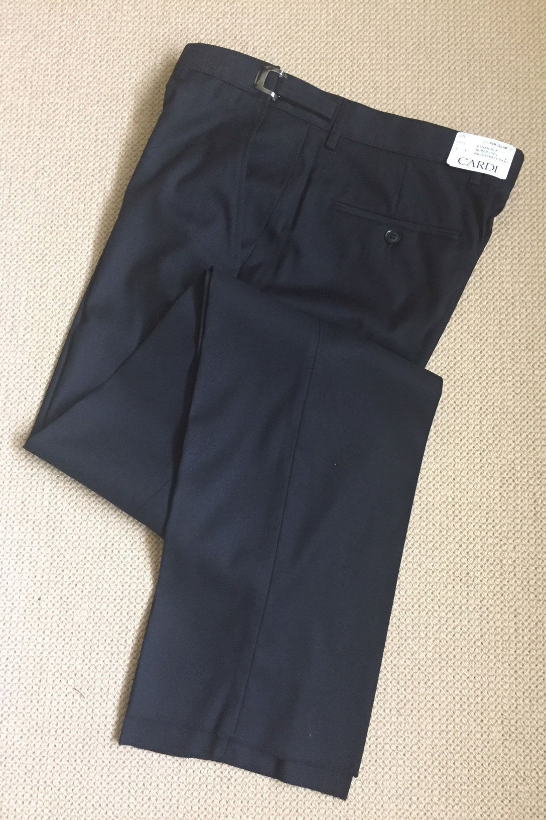 Ethan Black Super 150’s Luxury Viscose Blend Suit Pants - 