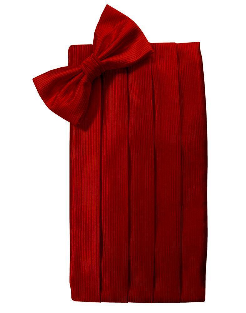 Faille Silk Cummerbund & Bow Tie Set - Red - Faja caballero