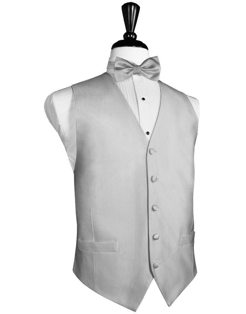 Faille Silk Tuxedo Vest - XS / Silver - Chaleco Caballero