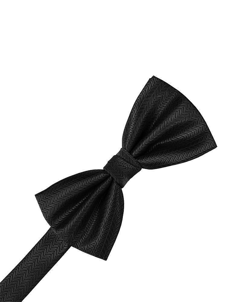 Herringbone Bow Tie - Black - corbatin caballero