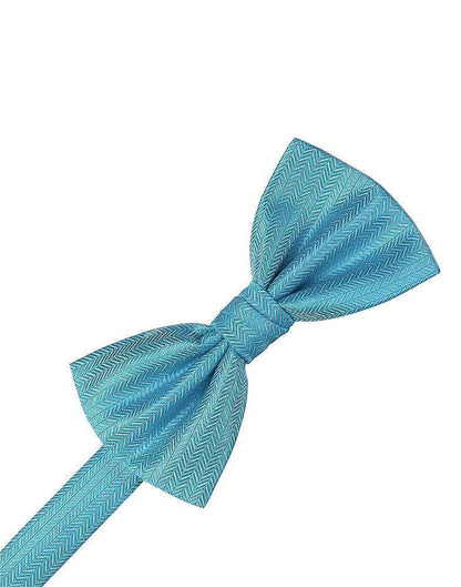 Herringbone Bow Tie - Blue Ice - corbatin caballero