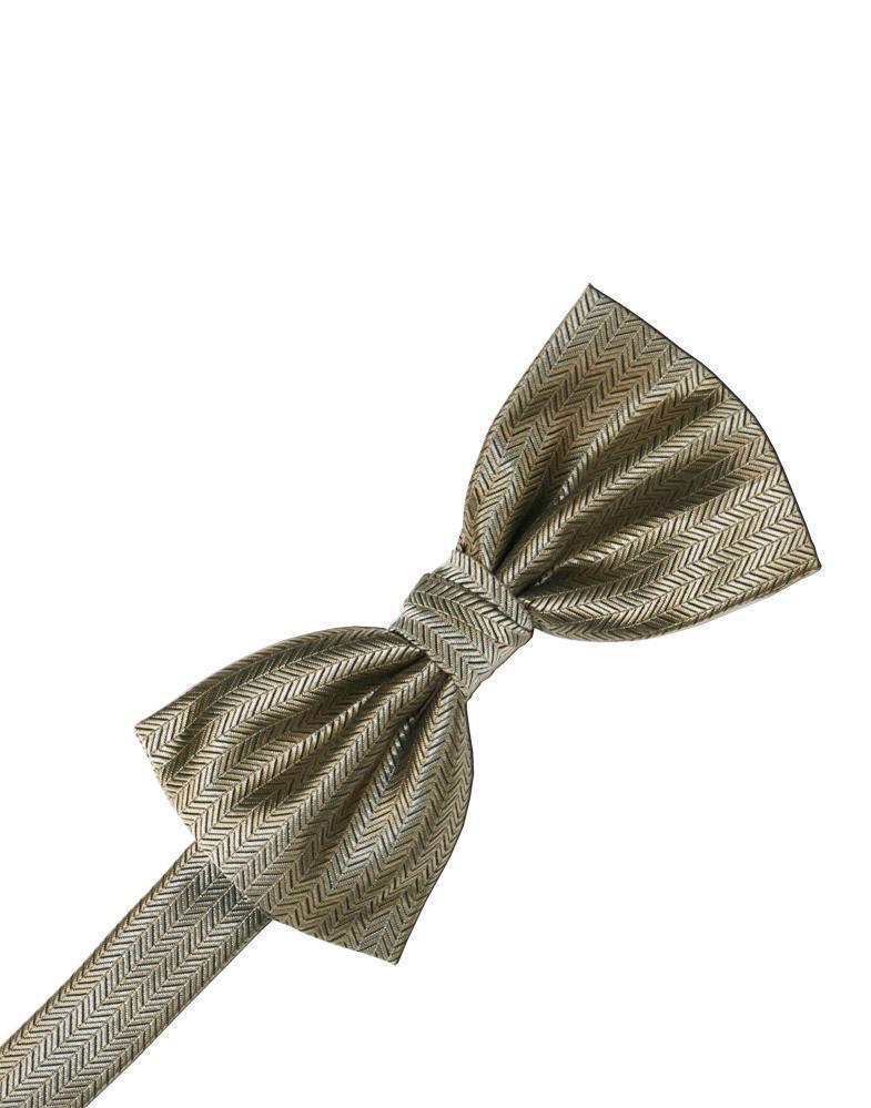 Herringbone Bow Tie - Champagne - corbatin caballero