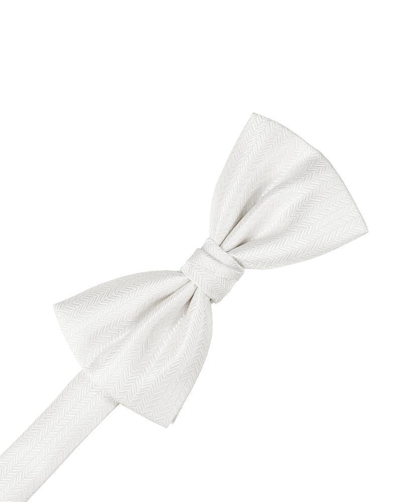 Herringbone Bow Tie - Diamond White - corbatin caballero