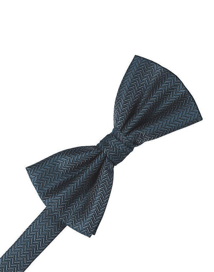 Herringbone Bow Tie - Haze Blue - corbatin caballero