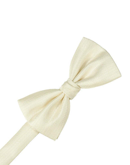 Herringbone Bow Tie - Ivory - corbatin caballero