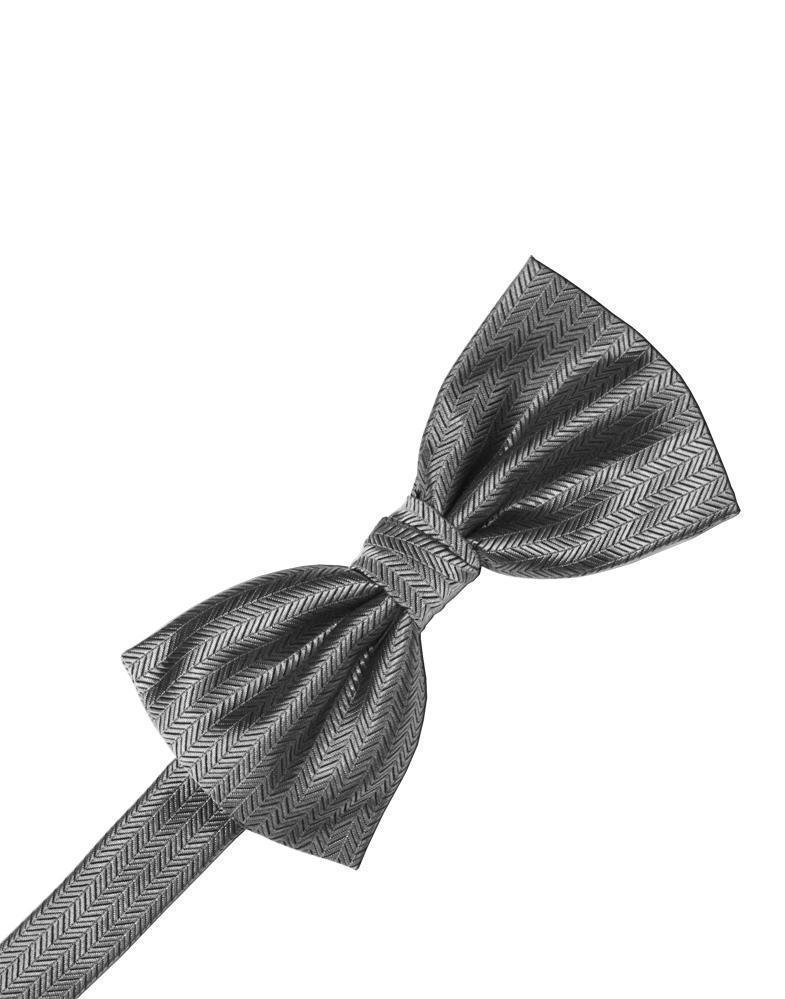 Herringbone Bow Tie - Silver - corbatin caballero