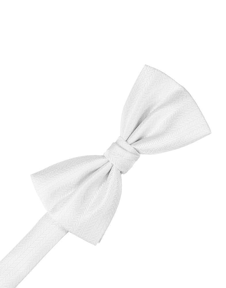 Herringbone Bow Tie - White - corbatin caballero