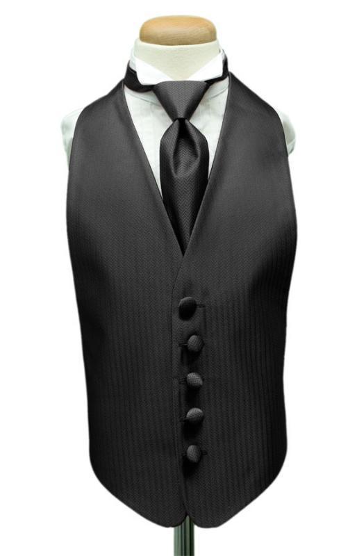 Herringbone Kids Tuxedo Vest 2 - Boys Small (3-6) / Asphalt 