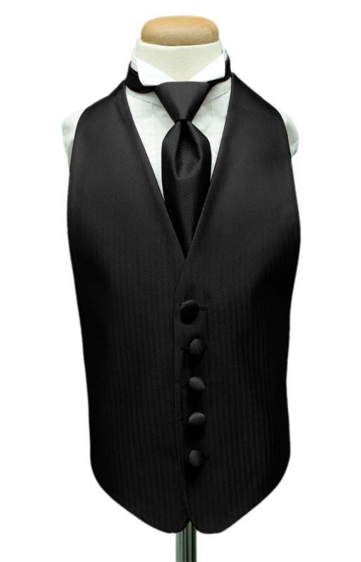 Herringbone Kids Tuxedo Vest 2 - Boys Small (3-6) / Black - 