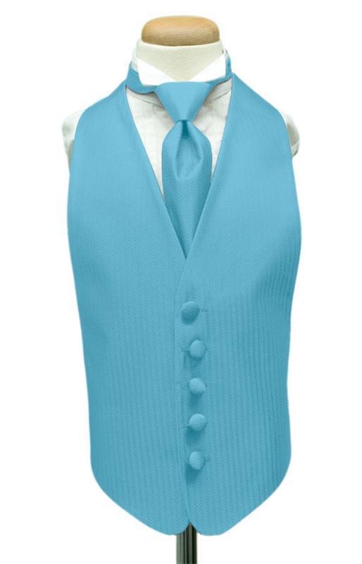 Herringbone Kids Tuxedo Vest 2 - Boys Small (3-6) / Blue Ice