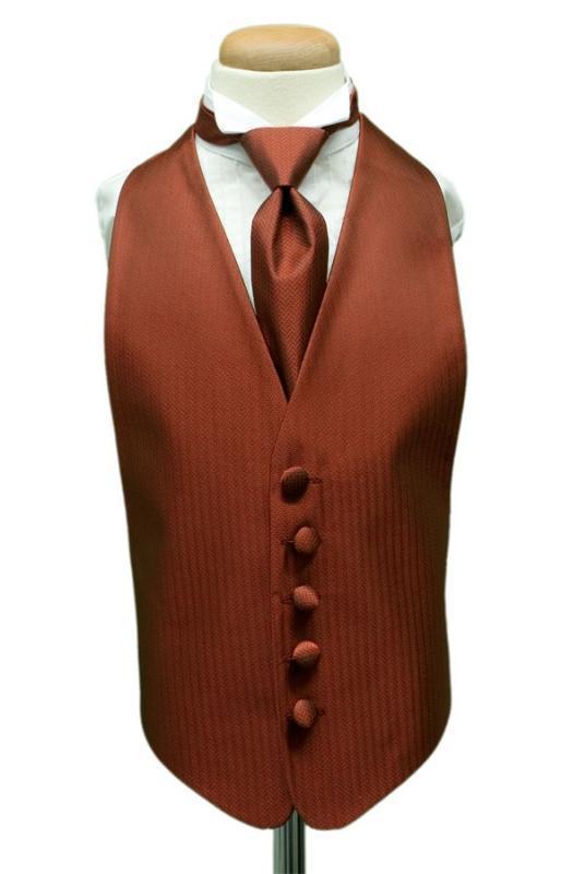 Herringbone Kids Tuxedo Vest 2 - Boys Small (3-6) / Cinnamon