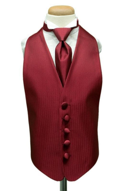 Herringbone Kids Tuxedo Vest 2 - Boys Small (3-6) / Claret -