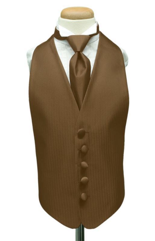 Herringbone Kids Tuxedo Vest 2 - Boys Small (3-6) / Espresso