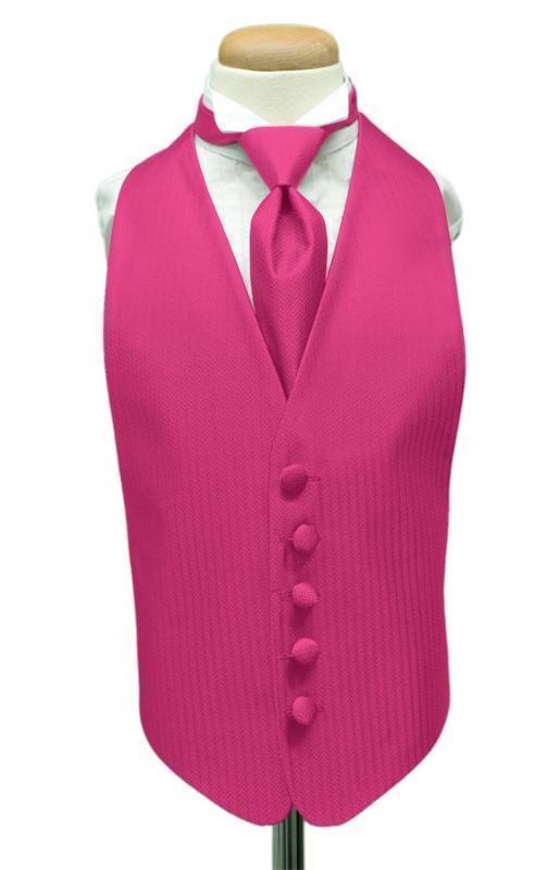 Herringbone Kids Tuxedo Vest - Boys Small (3-6) / Fuchsia - 