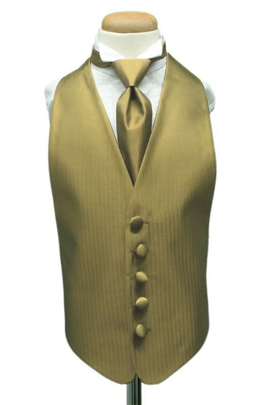 Herringbone Kids Tuxedo Vest - Boys Small (3-6) / Gold - 