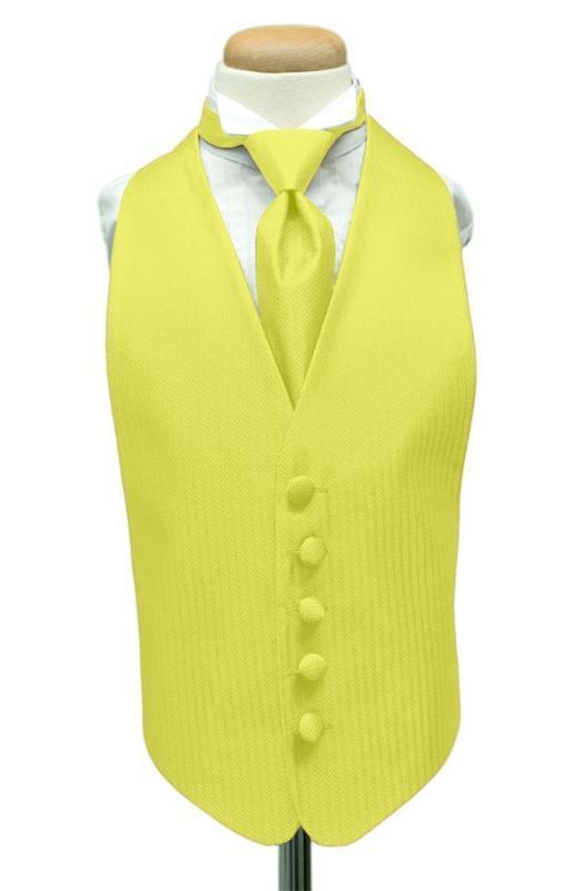 Herringbone Kids Tuxedo Vest - Boys Small (3-6) / Lemon - 