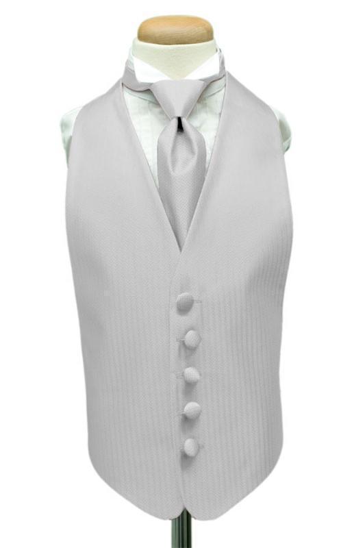 Herringbone Kids Tuxedo Vest - Boys Small (3-6) / Platinum -