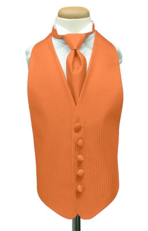 Herringbone Kids Tuxedo Vest - Boys Small (3-6) / Tangerine 