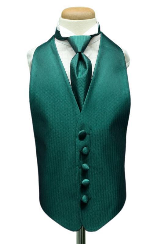 Herringbone Kids Tuxedo Vest - Boys Small (3-6) / Teal - 