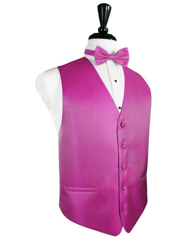 Herringbone Tuxedo Vest 2 - XS / Fuchsia - Chaleco Caballero